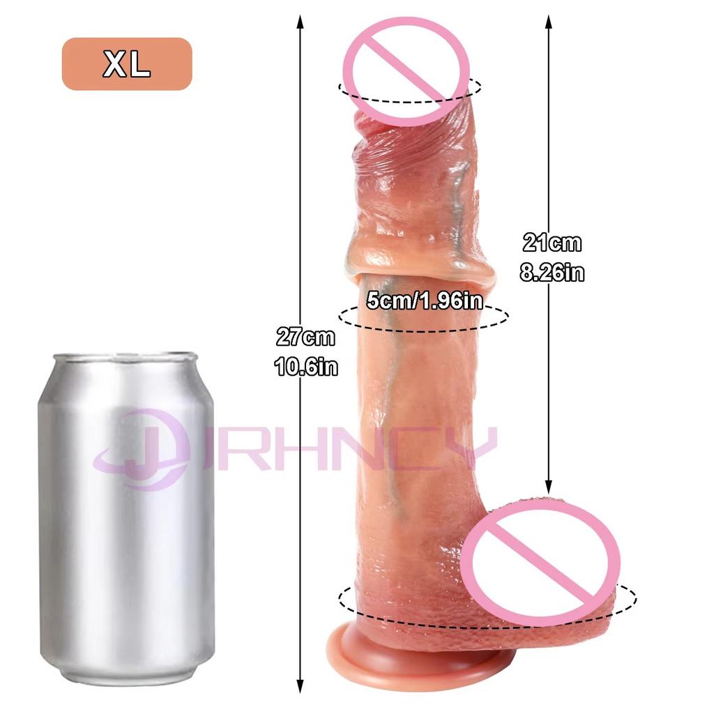 Realistischer Dildo für Frauen Echte Haut Silikon Penis Gleitende Hoden Saugnapf Schwanz 18+ Lesbische Sexspielzeuge Strap-On Dildos