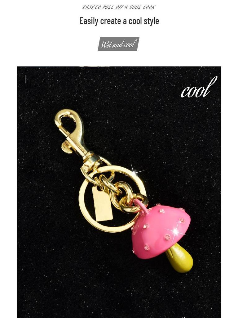 Colorful Cartoon Mushroom Keychain: Creative Bag Charm & Car Pendant