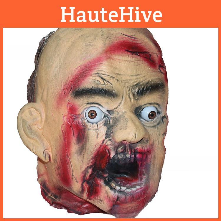 Horror Latex Foam Zombie Dry Corpse Hanging Head For Halloween Escape Room Decor And Costume