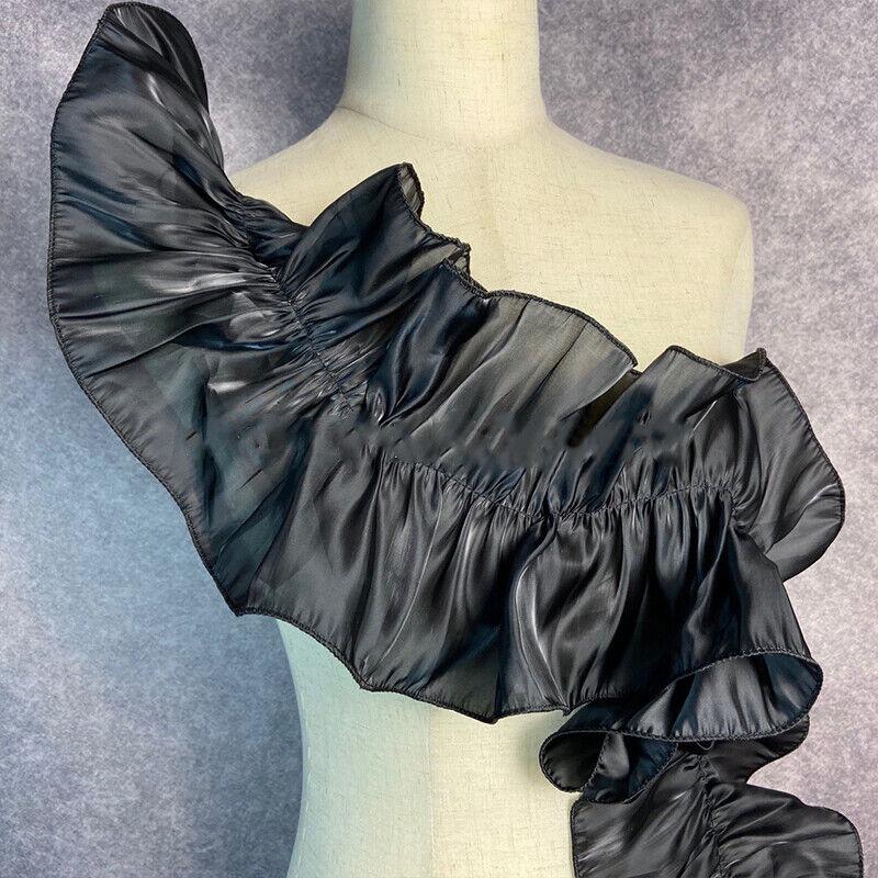 3Yard Glossy Big Wave Lace Trim Bright Silk Ruffle Fabric Applique DIY Cosplay Dance Perform Cosplay Sewing Accessories