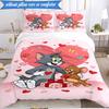 3PCS Cat And Mouse Romance Bedding Set,Including 1pc Duvet Cover And 2pcs Pillowcases Perfect for Bedroom, Dormitory, Fan Christmas Gift