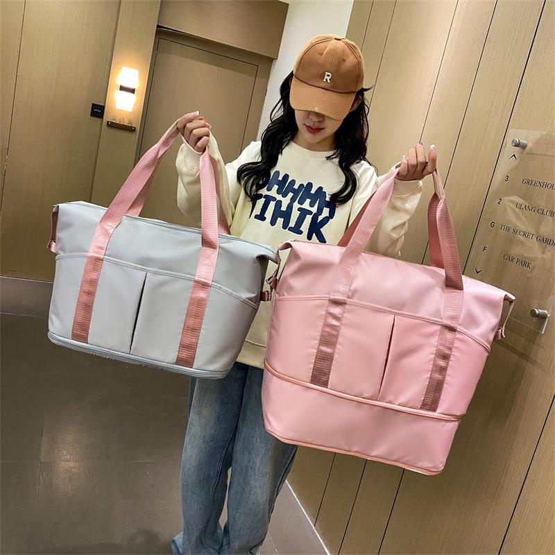 Compact Sports Fitness Bag with Wet/Dry Separation - Foldable Travel Handbag and Carry-on Luggage