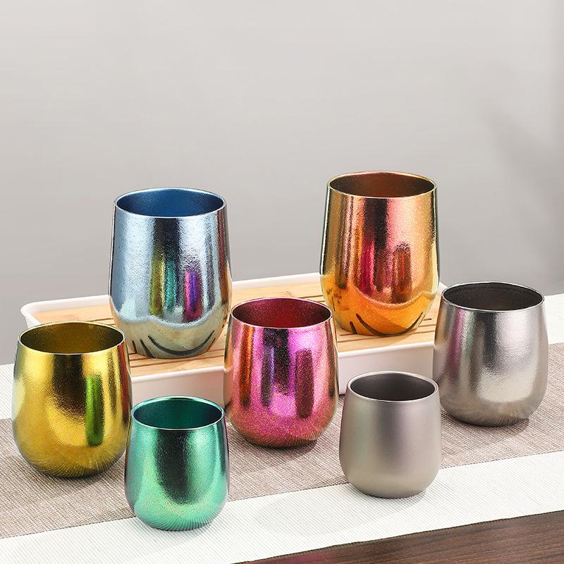 Ultraleichte doppelwandige Tasse aus Titan, 260 400ml isolierter Kaffeebecher für Camping Wandern, Teetasse ohne metallischen Geschmack Termo