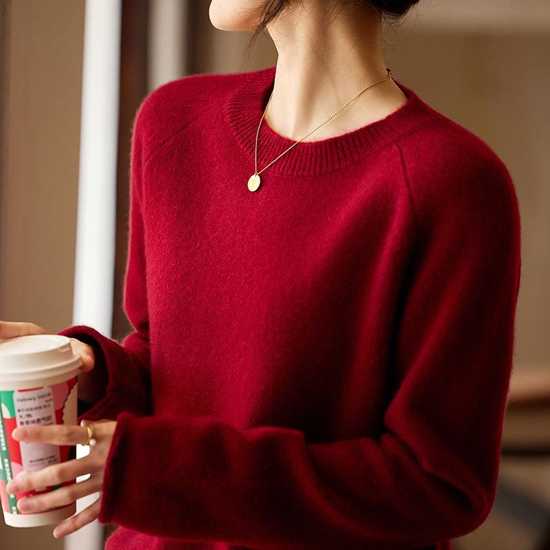 Spring Wide Round Neck Wool Solid Color Knitted Sweater Wool Thin Backing Shoulder Wool Batch Tide
