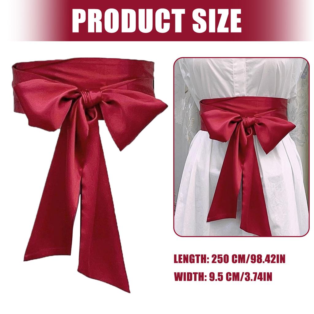 Ribbon Waistband Wide Belt Women's Dress Bow Tie Sash Corset Belt for Weddings and Parties 250cm Long Solid Color