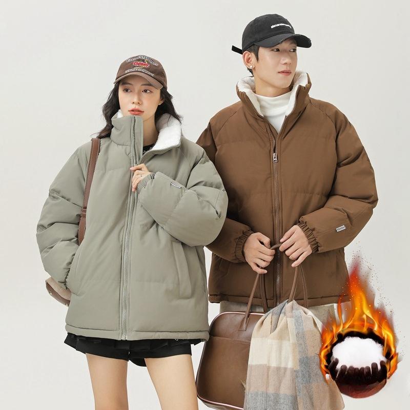 New Cotton Clothes Men's Stand-up Collar Trendy Hooded Trendy Brand Bread Clothes Thickened Warm Cotton Clothes Couple Loose Coat