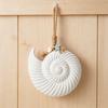 Nautical Wooden Conch Ornament with Hemp Rope Summer Ocean Beach Hanging Decoration for Farmhouse Hawaiian Tropical Party Supplies
