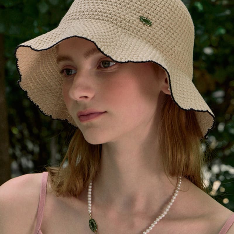 

NONLOCAL Olivia Summer Knitted Bucket Hat - Light Beige Light Beige_FREE