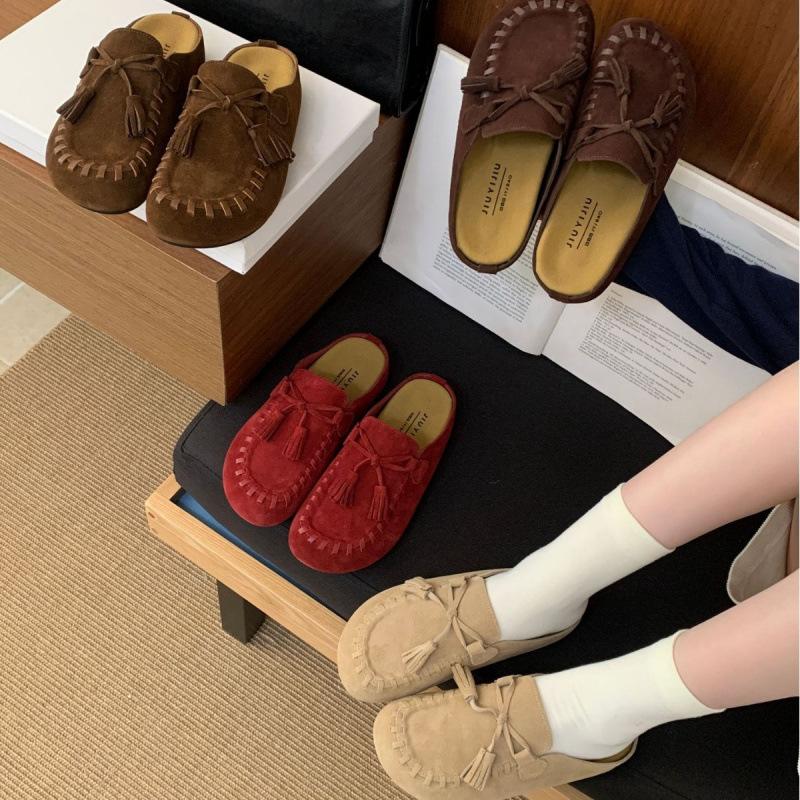 Platform shoes women's autumn 2025 new retro versatile Boken shoes one pedal bag head half slippers