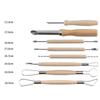 8pcs/set Pottery Tools Pumpkin carving knife Pottery Sculpting Detail texture Shaping Clay Tools Kit With Smooth Wooden Handle