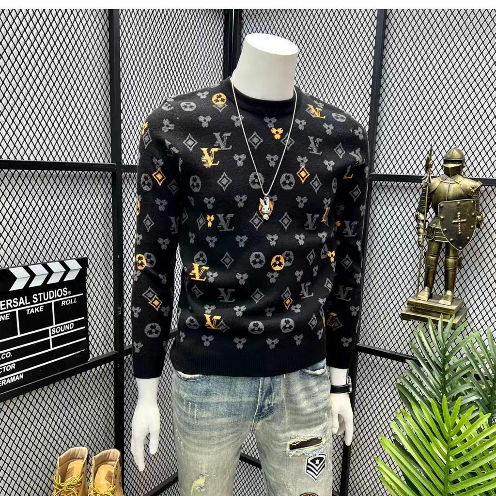 Men's European-Style Trendy Jacquard Sweater: Casual, Loose, Versatile Winter Base Layer