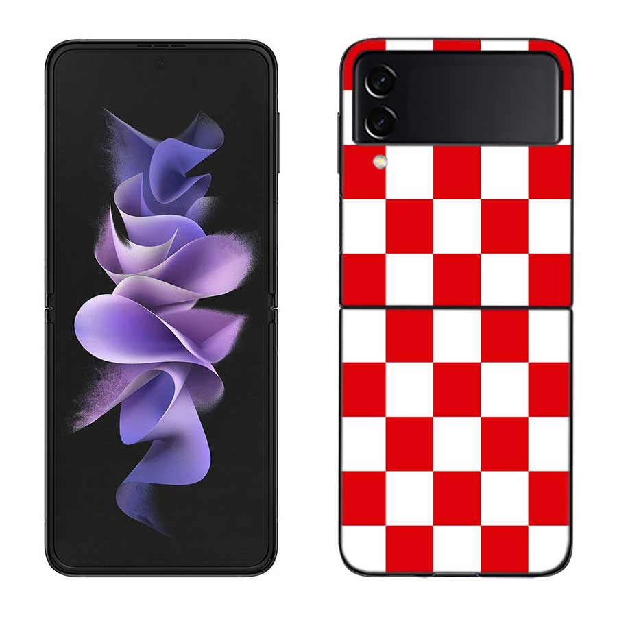 Retro Klassisches Schachbrett Gitter Handyhülle Für Samsung Z Flip 7 6 5G Galaxy Z Flip 5 4 3 Schwarz Hart Cell Hülle Luxus PC Schale C