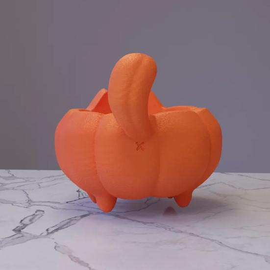 Pumpkin Cat Candy Bowl 3D Printed Snack Serving Container Autumn Thanksgiving Day Harvest Halloween