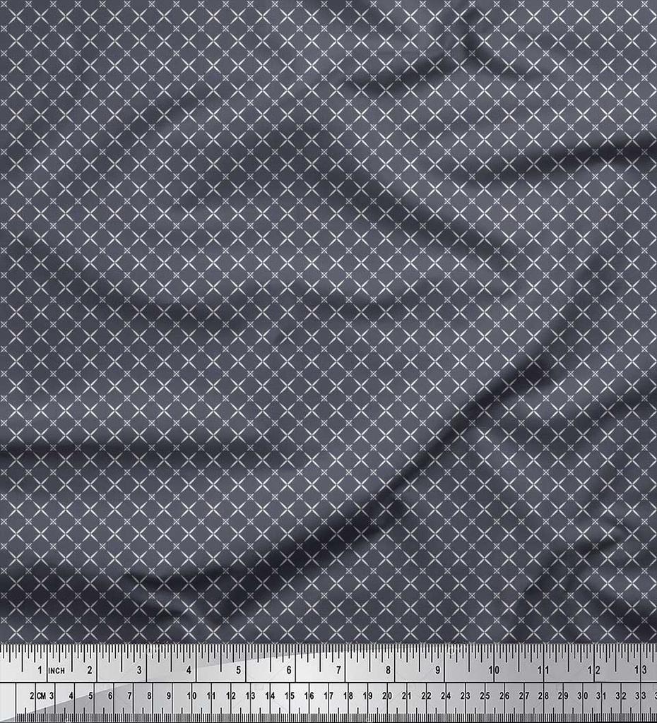 Soimoi Japan Crepe Satin Fabric Geometric Small Print Fabric by Metre 42 Inch