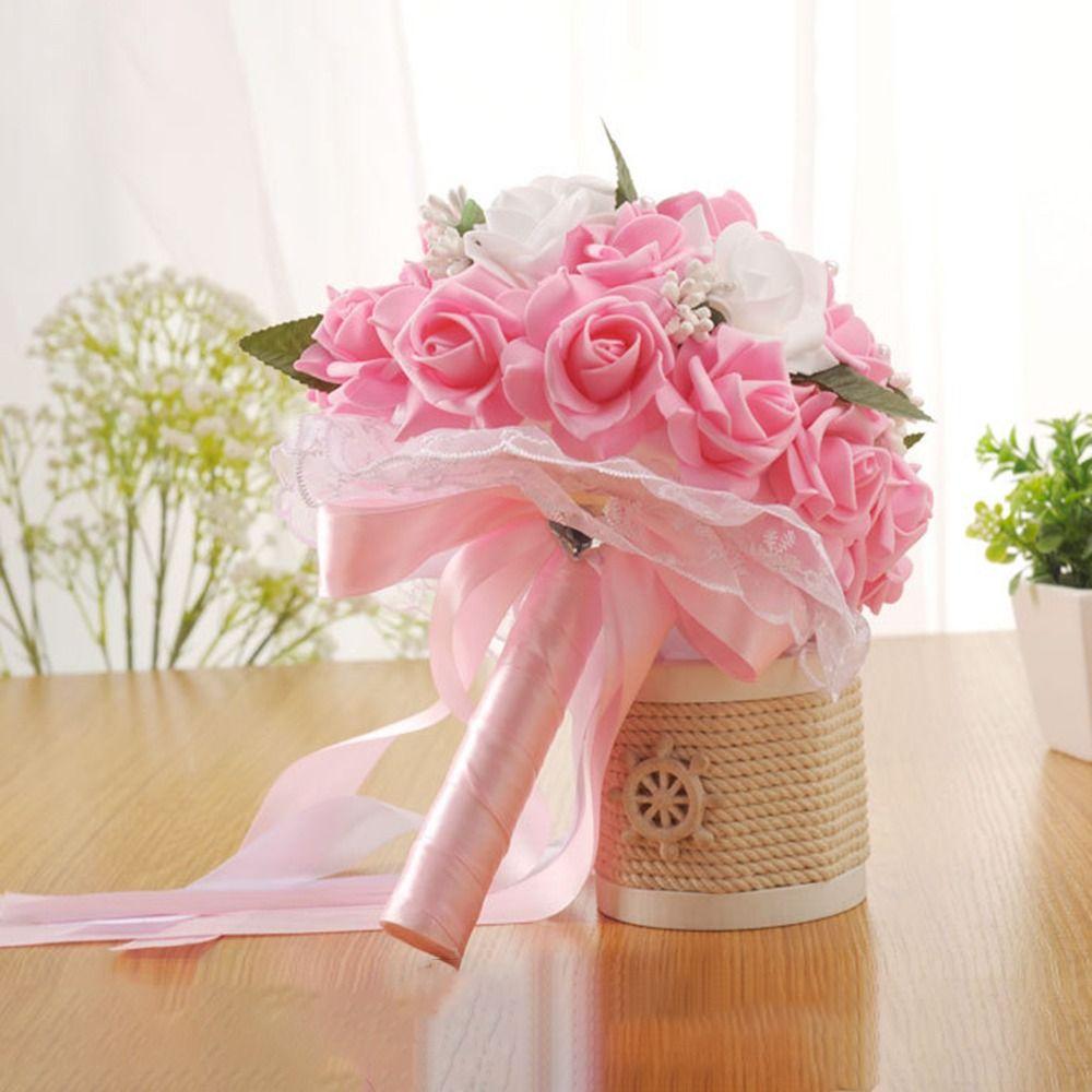 Romantic Artificial Hand Bouquet Silk Flowers Bridesmaid Bouquet Ceremony Anniversary