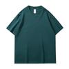 T-shirt bianca girocollo larga da 230g in puro cotone pesante con design versatile e logo stampato personalizzato.