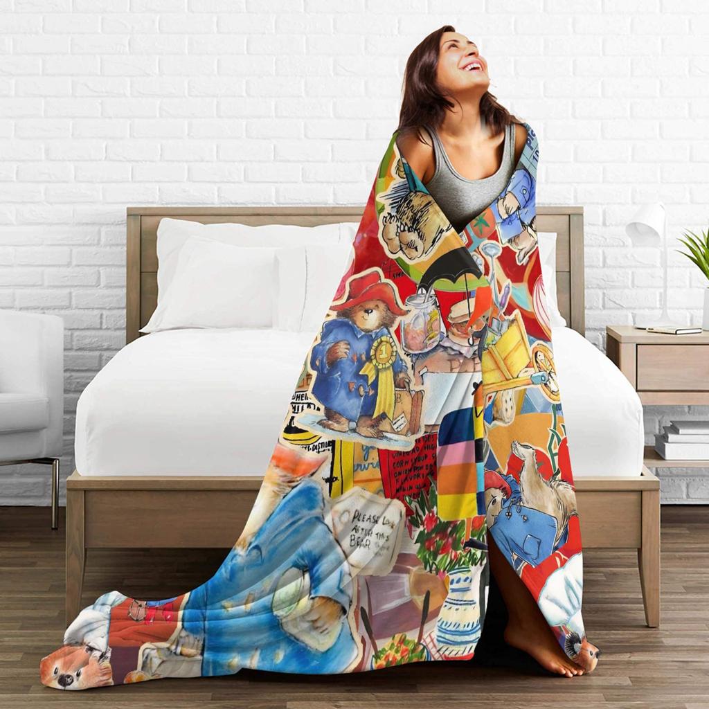 Britain Paddington Brown Bear Blanket Quality Warm Soft Throw Blanket Winter Airplane Travel Living Room Comfortable Bedspread