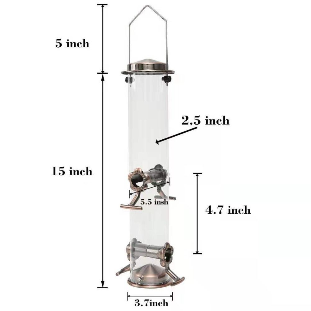 Metal Bird Feeder Automatic Transparent Bird Food Dispenser Large Capacity Waterproof Bird Feeding Bowl Outdoor