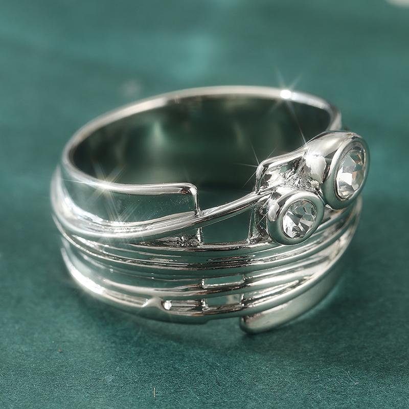 Anillo de Mujer Vintage con Incrustaciones de Circonita Cúbica Blanca Color Cobre Deslumbrante Tallado a Mano Joyería para Uso Diario Fiesta Regalo de Aniversario