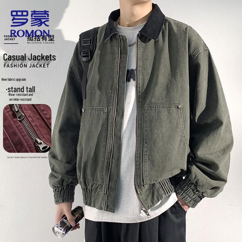 

ROMON Men s Loose Fit Casual Utility Jacket L