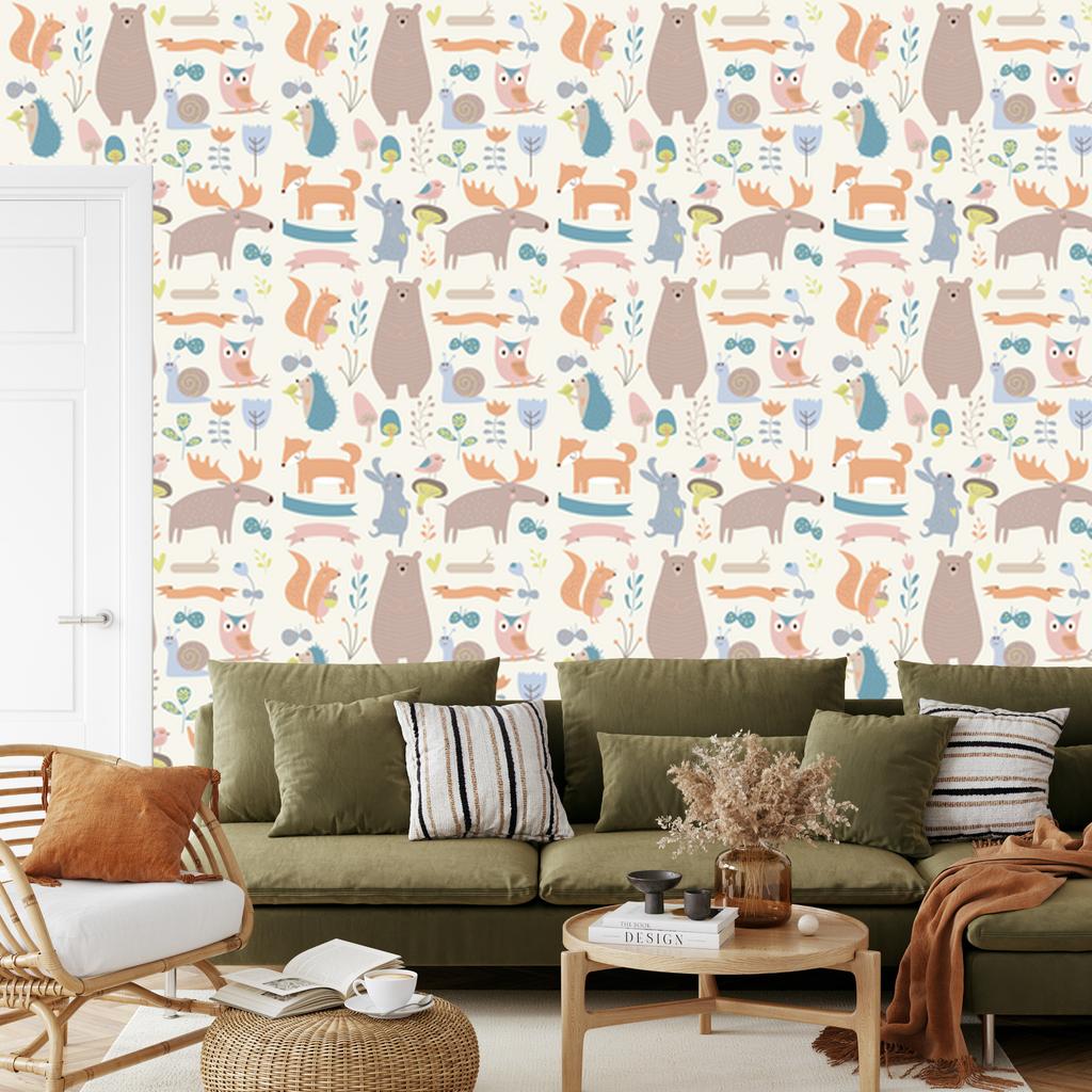 Forest Animals and Friends Wallpaper for Living Room and Bedroom 50x1000