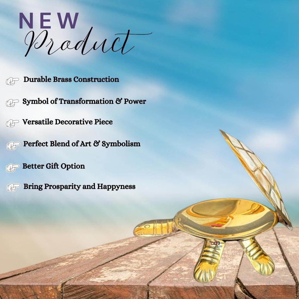 Brass Marble Print Turtle Feng Shui for Home Decoration Or Good Luck to Attract Positive Energy.(4 inch)