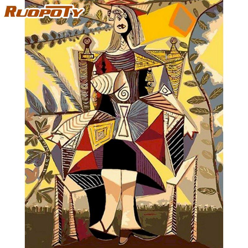 RUOPOTY Frameless Abstract Painting Colorful Oil Painting DIY Painting By Numbers Modern Wall Art Picture Hand Painted For Wall Decoration 40x50cm