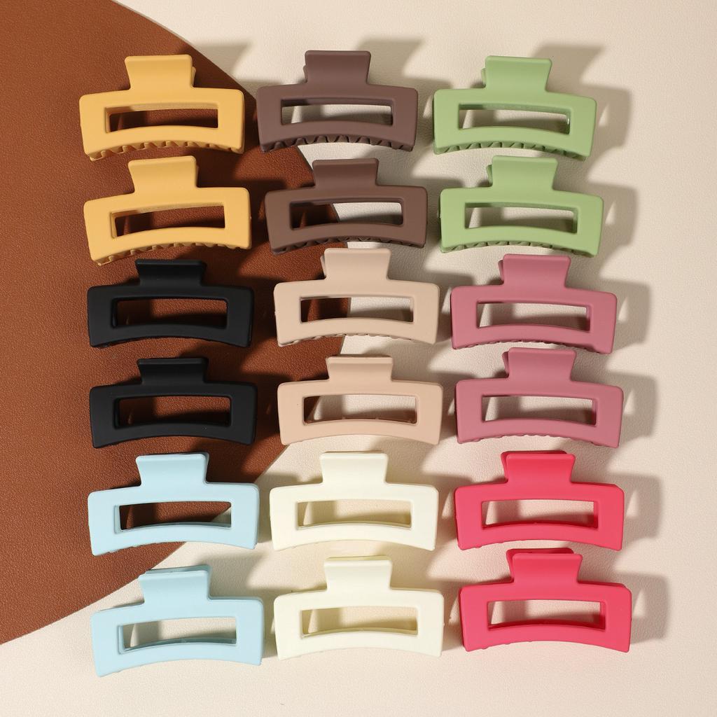 High Quality18pcs Cute Minimalist Rectangular Hair Clips - Non-Slip Grip, Matte Finish, Assorted Colors (Pink, Green, Brown, Orange, Red, Purple) for