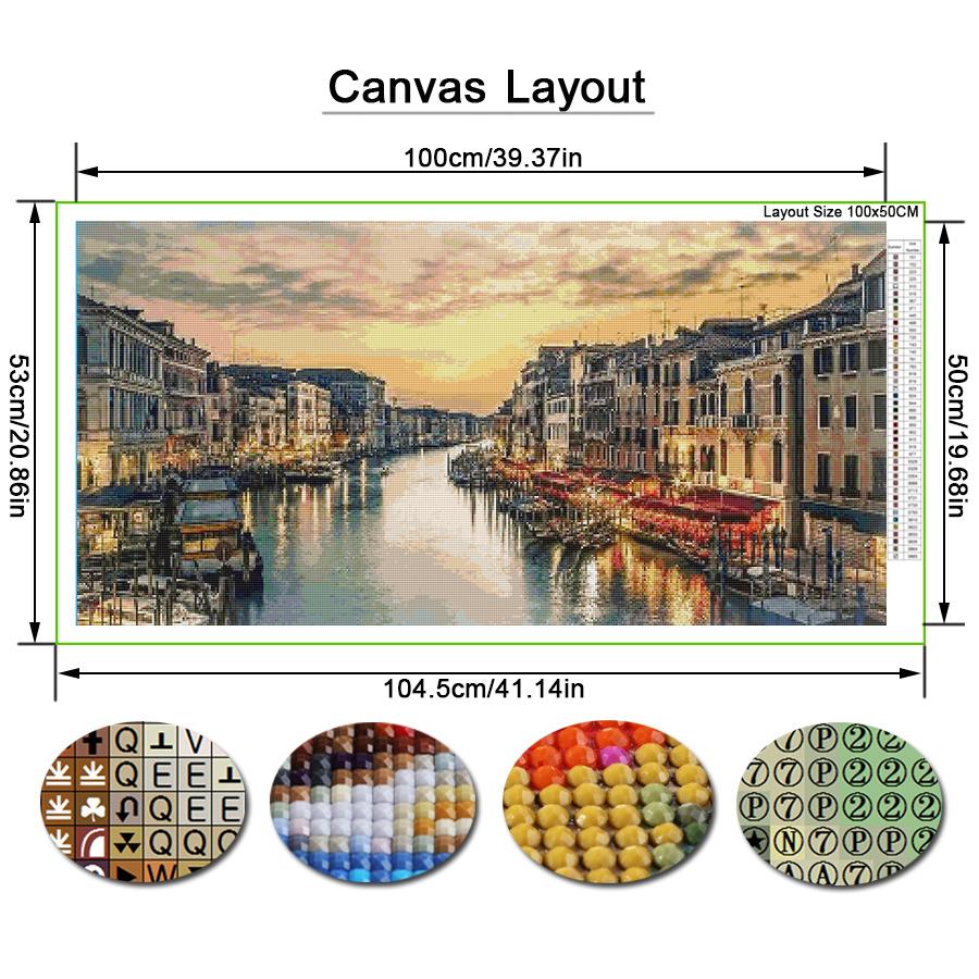 Water City Scenery Large Size Diamond Painting Diy Full Square Round Drill Rhinestone Embroidery Landscape Mosaic Cross Stitch Kits