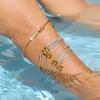 Waterproof Stainless Steel 26 Initial Letter Bangle Bracelet for Women Luxury Rhinestone Hand Chain Bracelet Stackable Jewelry