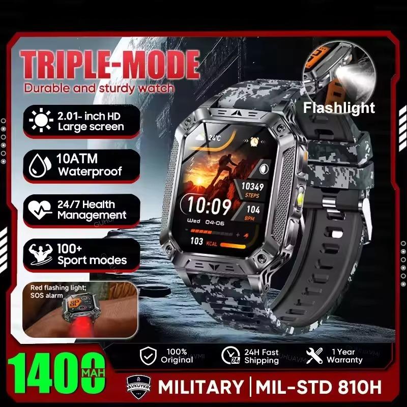 2026 Upgraded Men 1400mAh Battery Capacity GPS Heart Rate Flashlight BT Call 10ATM Waterproof AMOLED HD New Smart Watch Smartwatches
