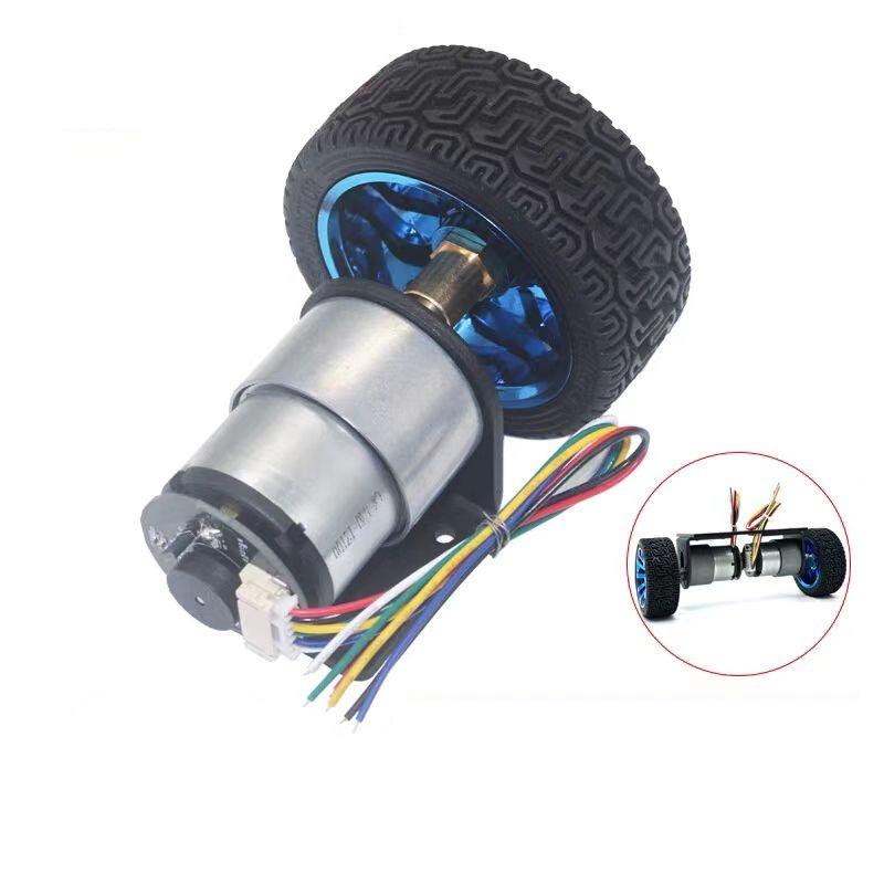 Hall Encoder DC Brushed Motor JGB37-520 12V Forward And Reverse Adjustable Speed 20RPM-1580RPM Smart Car Kit With Wheel