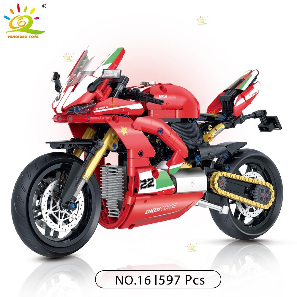 1:8 Blocuri de Construcție Motociclete Clasice Model High-tech Racer Moto Oraș Cărămizi Jucărie pentru Copil Băiat Copii Adult Set Mașină MOC