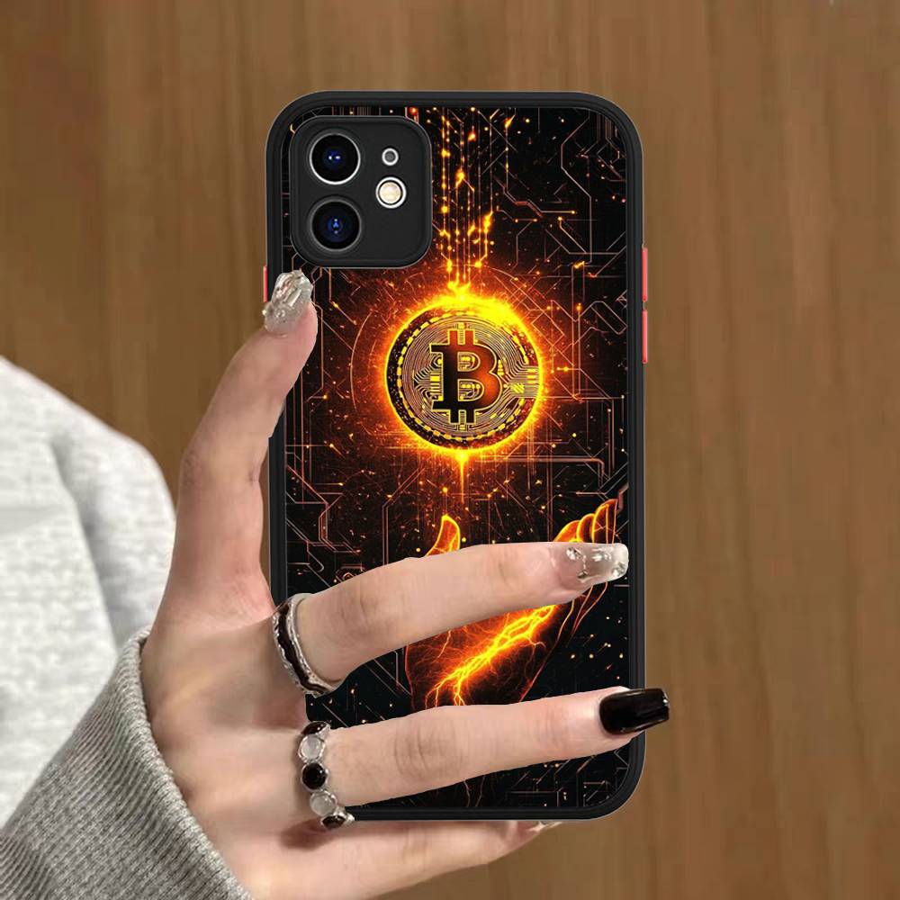 Luxury B-Bitcoin Phone Case For IPhone 13 12 X XS MAX Pro Max 16 15 11 14 Pro Max Shockproof Matte Cover