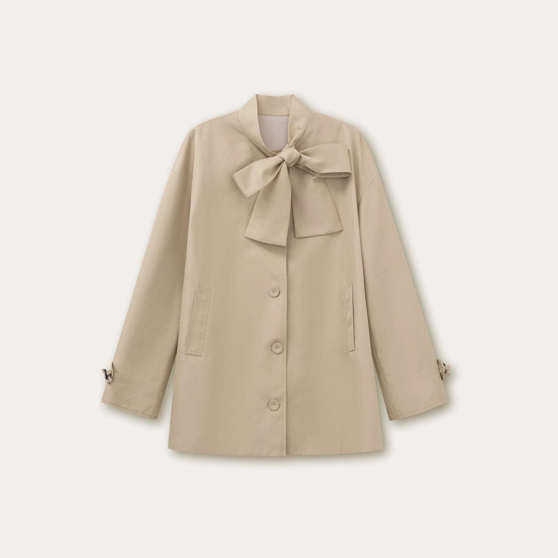 

SunsetPark Осіння увертюра Хакі картатий печворк ретро плащ з бантом L