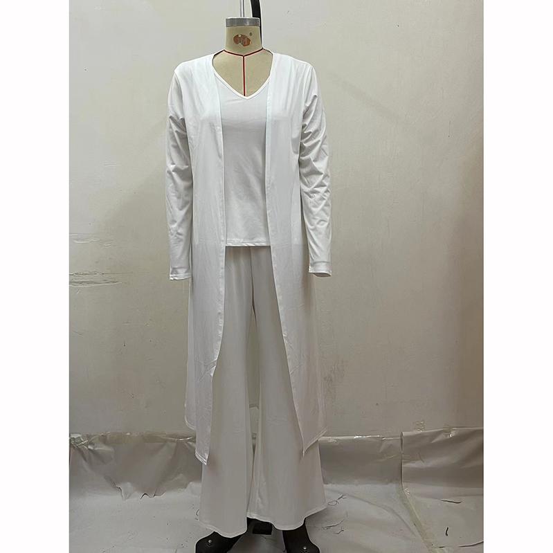 Women Autumn Tracksuits Pant Sets Fashion Casual Set Solid Tank Cardigans Wide Leg Trousers Suit