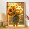 Disney Diamond Art Painting Kit – Winnie the Pooh Sunflowers Sparkling Craft, Home Wall Decor, Handmade Gift