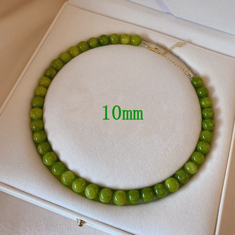 Olive Green Agate Beaded Necklace - Luxurious and Elegant Collar Chain - Emerald Green Agate Necklace