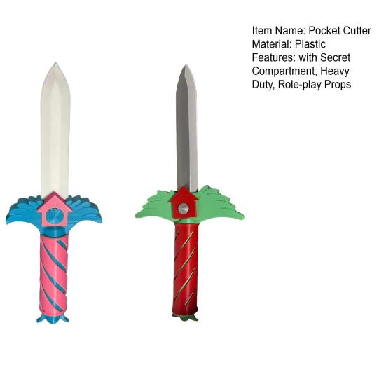 1/2Pcs Plastic Pocket Cutter with Secret Compartment Heavy Duty Korean Traditional Game Movie Character Role-play Mini Cutter Props