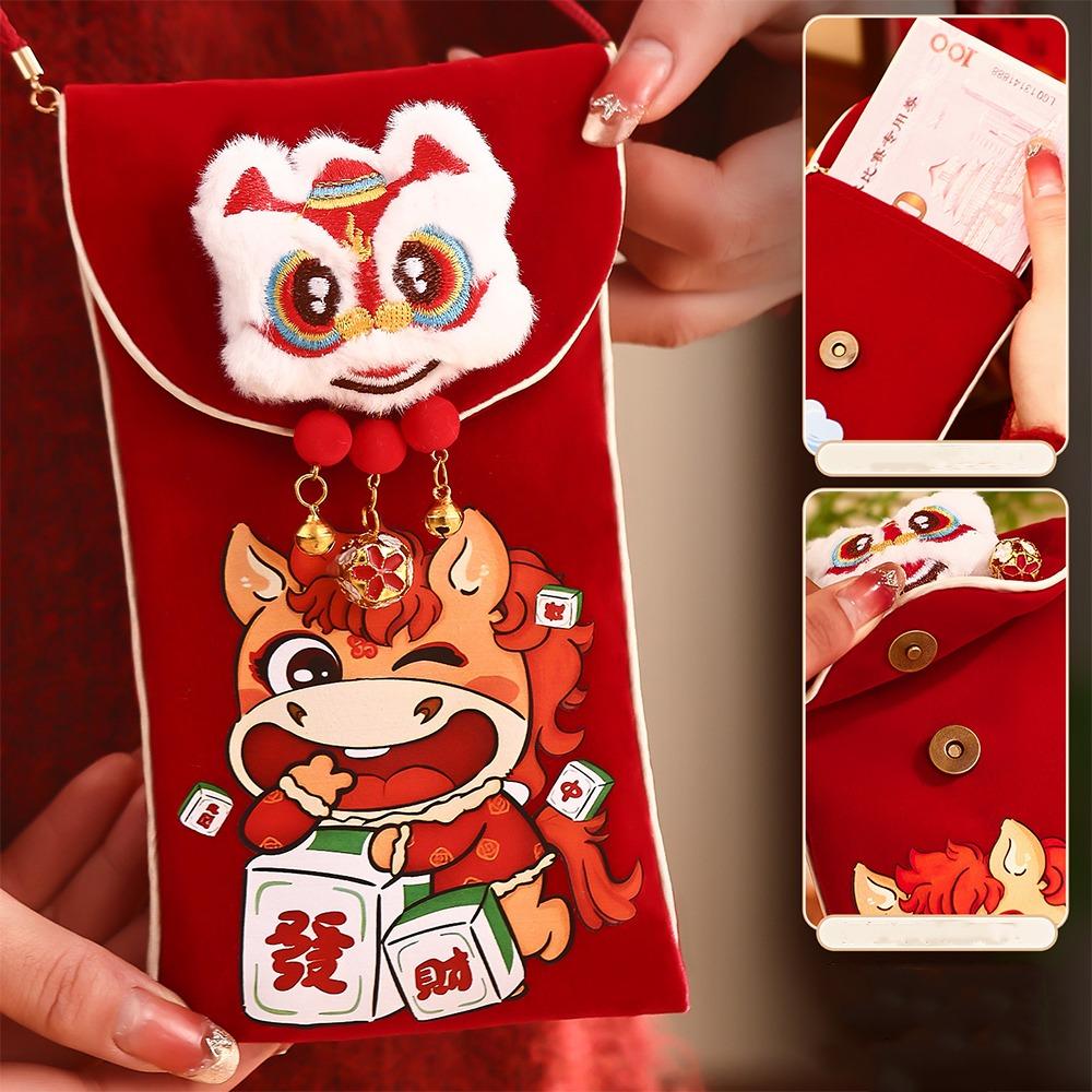 Chinese Style New Year Money Envelopes 2026 Horse Year Lucky Money Bag Money Pocket Kids Gift