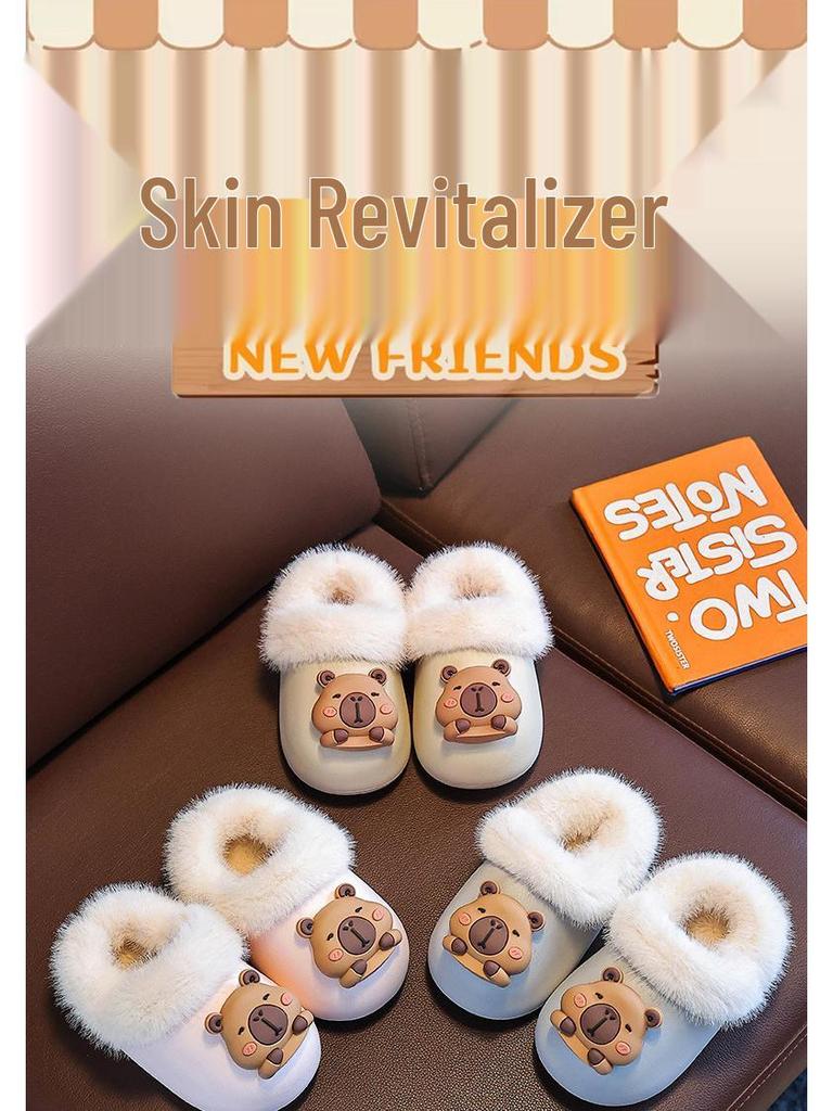 Waterproof Winter Cotton Slippers for Kids with Detachable Covers – Warm Indoor Home Shoes for Boys, Girls, and Babies