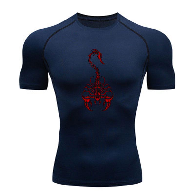 Men's Compression Fitness Sports T-Shirt, Red Tribal Scorpio