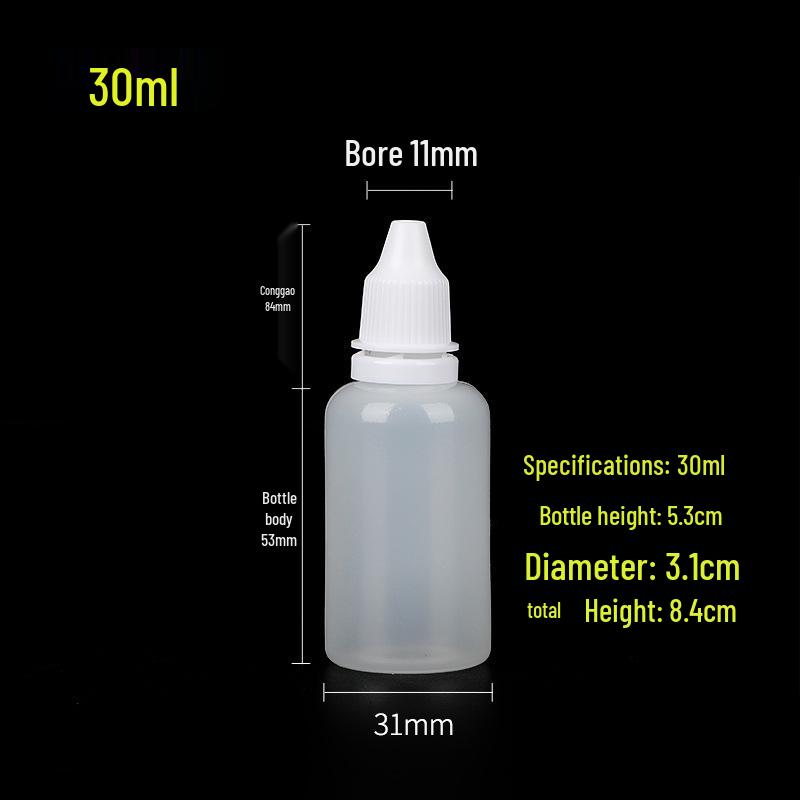 Imitace lahviček s očními kapkami - 5 ml, 10 ml, 30 ml, 50 ml lahvičky s kapátkem, malé PE plastové dávkovače pigmentů