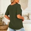 Women's Plus Size Casual Short Sleeve Top V Neck Loose Fit Solid Color T Shirt Lightweight Comfortable Soft Fabric