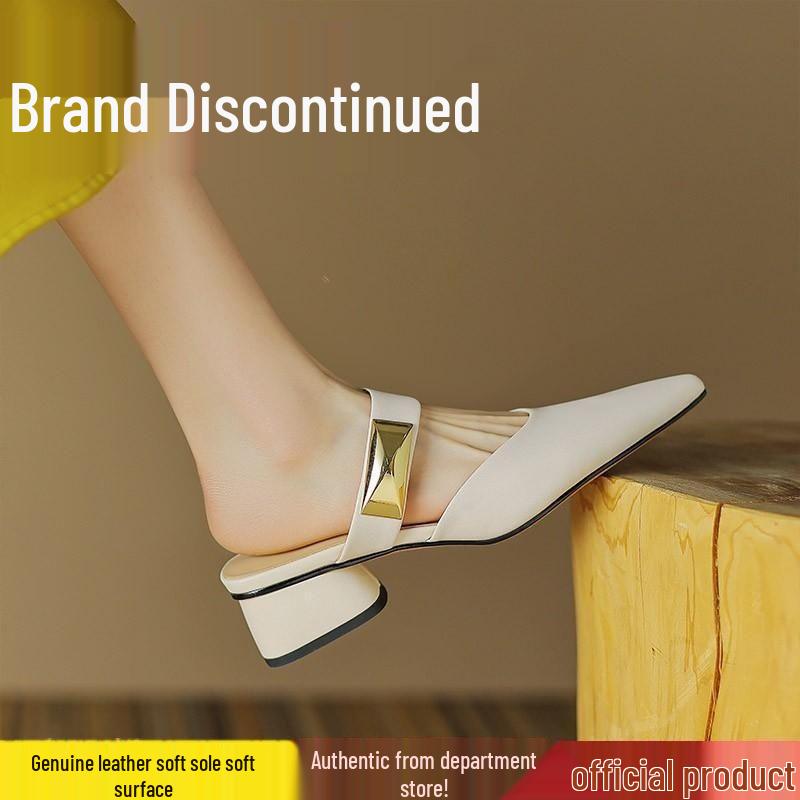 Echtes Leder Französische Spitze Schafsleder Pantoletten - Damen Sommer Zehenbedeckte Hausschuhe