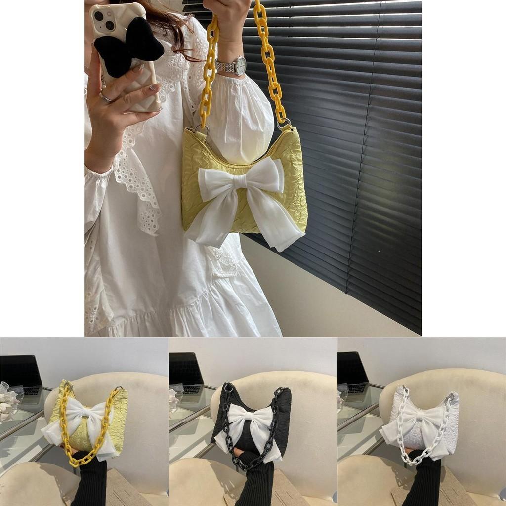 Stylish Urban Cotton Mini Handbag With Bow Knot For Women Soft Box Shape