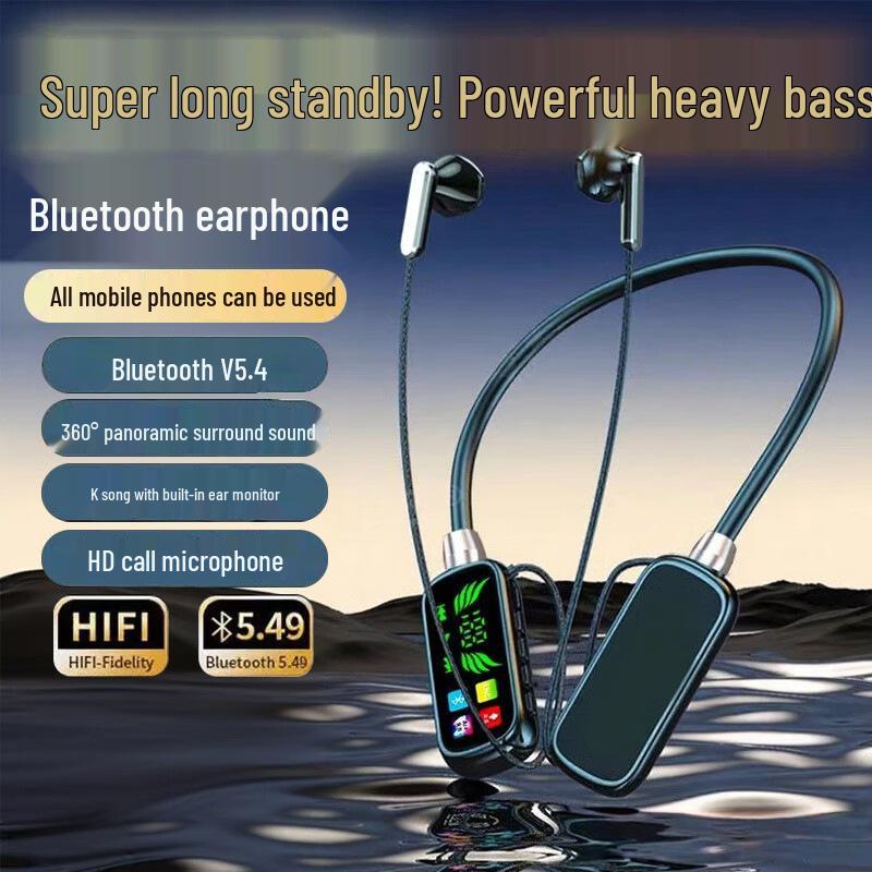 NZ-02 Bluetooth Neckband Earphones: High-Quality Sound, Ultra-Long Battery, Noise Reduction, Perfect for Sports and Karaoke.