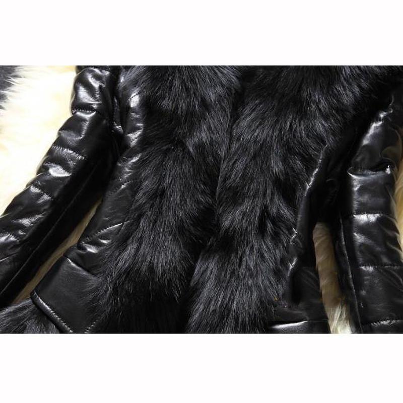 Women Casual Fluffy Coat Black Fur Collar Jacket Coat
