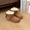 Kinder Winter Schnee Stiefel Lammfell gefüttert Knöchel Jungen Mädchen Warm Fleece Isoliert Leder Pelz Einteiler