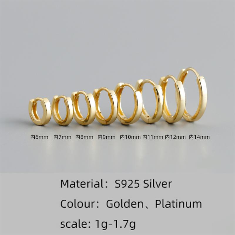 Gold Plated 925 Sterling Silver Hoop Earrings Women Trendy Ear Bone Perforated Design for Weddings